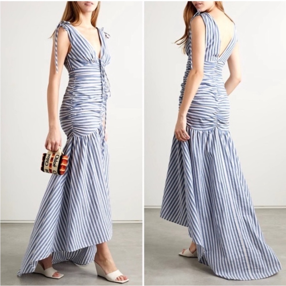 Veronica Beard NWOT Perrin Sleeveless Striped High Low Long Dress  Size 2